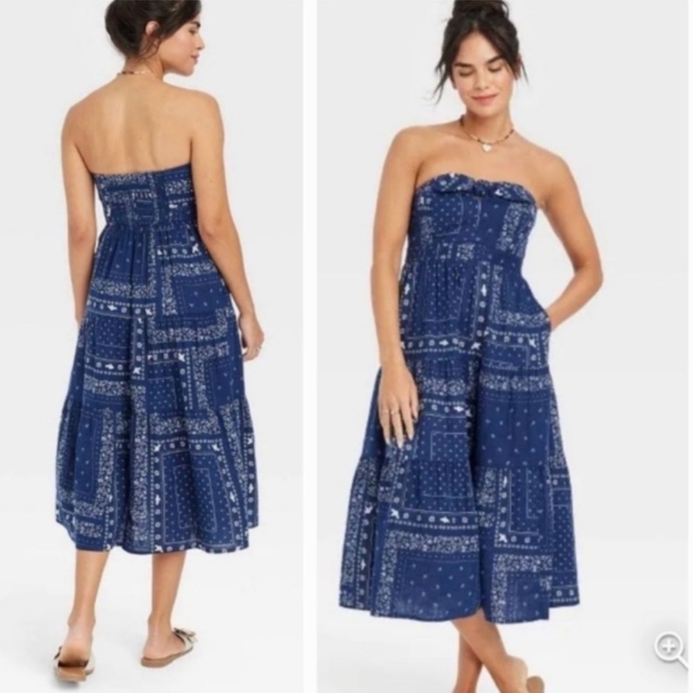 Bandana print strapless dress
